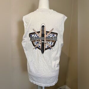 Men’s Hawaiian Sleeveless Muscle T-Shirt / White / Size: Large